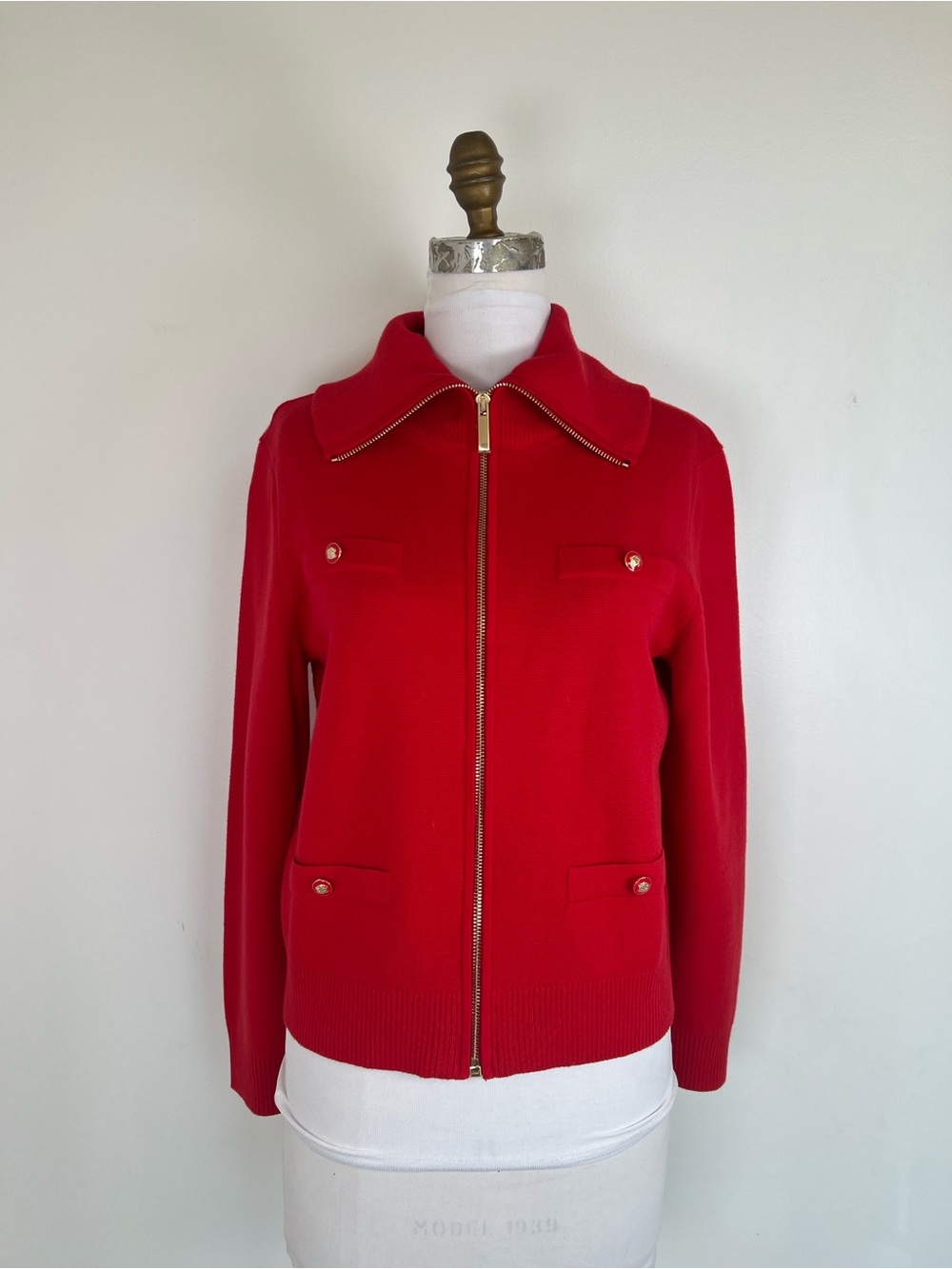 NWT! Talbots Red Full-Zip Cardigan Size Medium Pet.